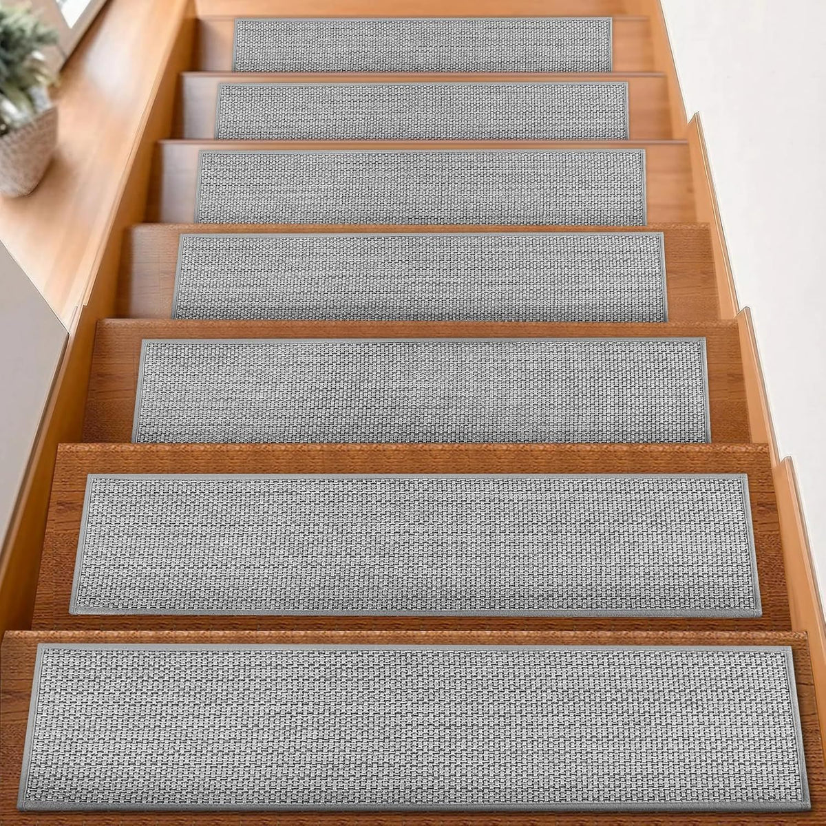 Linen-Look Self-Adhering Stair Tread Mats