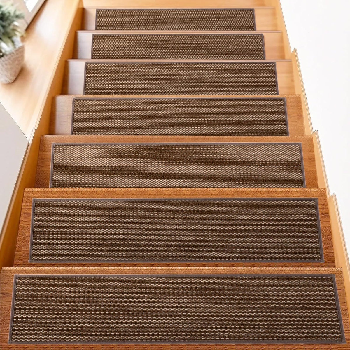 Linen-Look Self-Adhering Stair Tread Mats