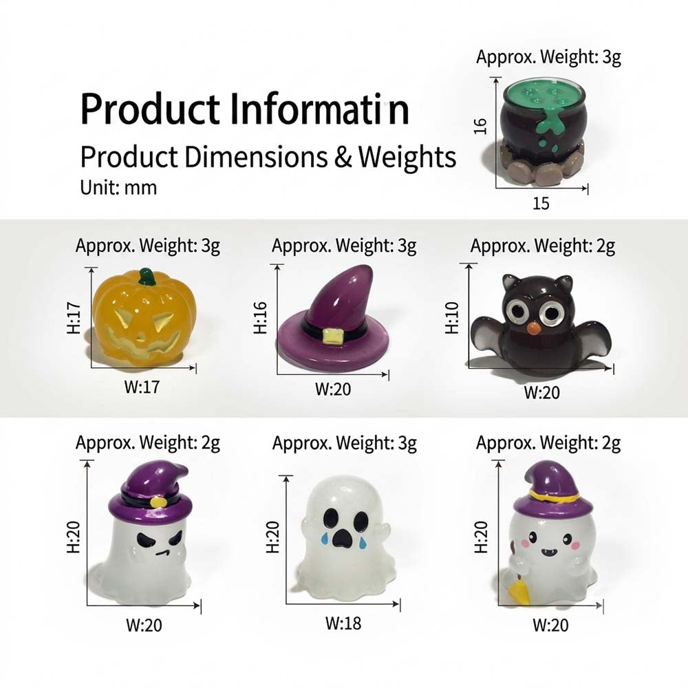 Mini Luminous Halloween Ghost and Pumpkin Resin Ornaments