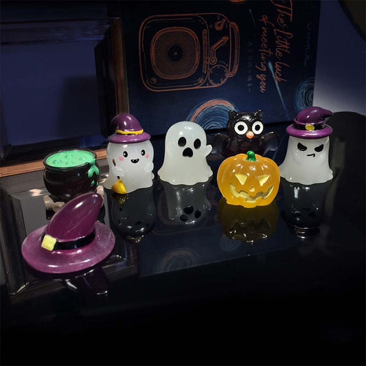 Mini Luminous Halloween Ghost and Pumpkin Resin Ornaments
