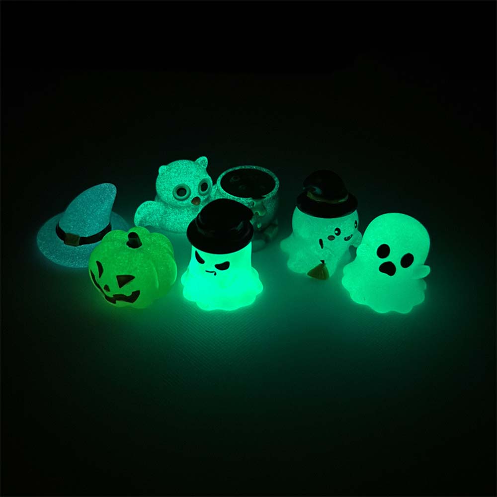 Mini Luminous Halloween Ghost and Pumpkin Resin Ornaments