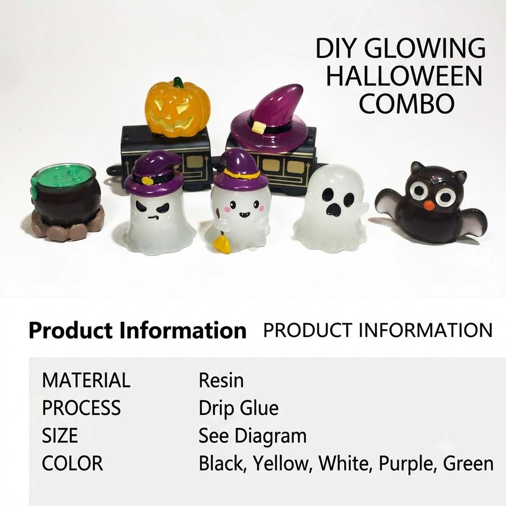 Mini Luminous Halloween Ghost and Pumpkin Resin Ornaments