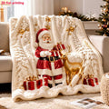 Santa & Reindeer Christmas Throw Blanket