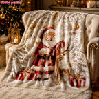 Santa & Reindeer Christmas Throw Blanket