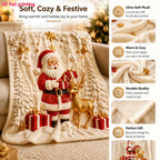 Santa & Reindeer Christmas Throw Blanket