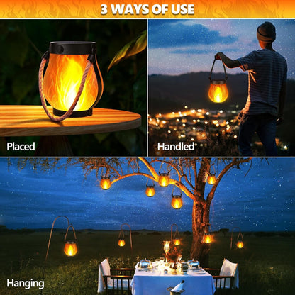 Solar Flame Rope Lantern Mason Jar Garden Decor Outdoor Camping USB Light