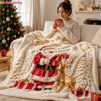 Santa & Reindeer Christmas Throw Blanket
