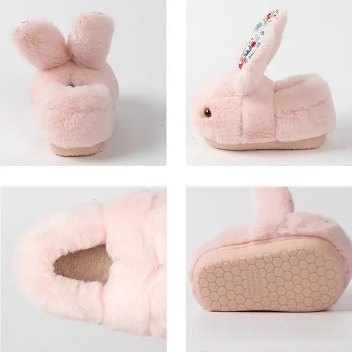 Plush Bunny Ear Slippers for Kids