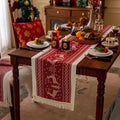 Red Christmas Table Runner & Placemat with Fringe