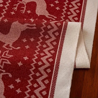 Red Christmas Table Runner & Placemat with Fringe