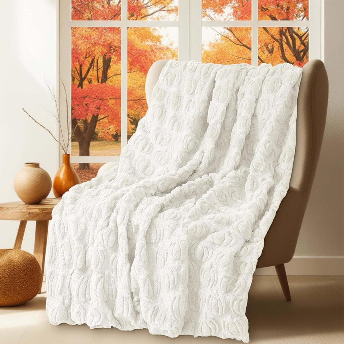 Seasonal Embroidered Plush Throw Blanket