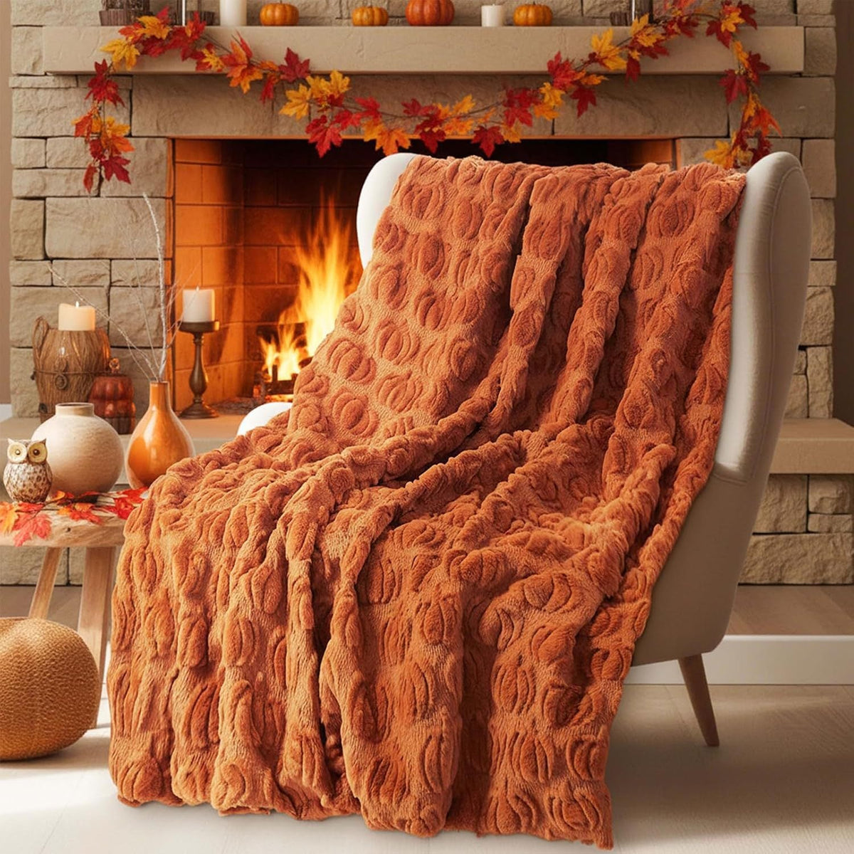 Seasonal Embroidered Plush Throw Blanket