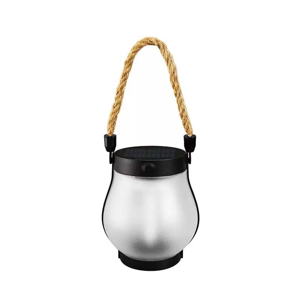 Solar Flame Rope Lantern Mason Jar Garden Decor Outdoor Camping USB Light
