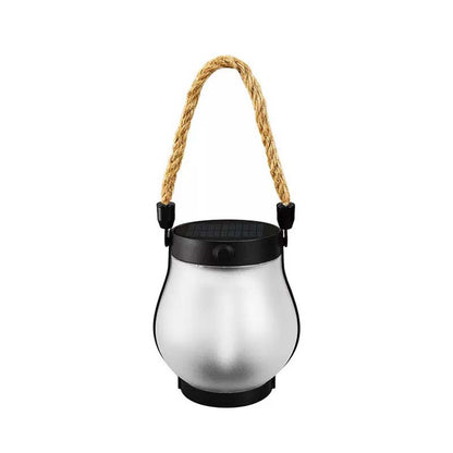 Solar Flame Rope Lantern Mason Jar Garden Decor Outdoor Camping USB Light