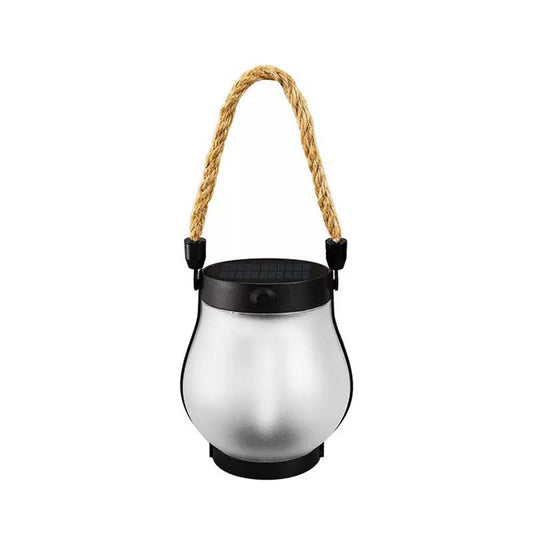 Solar Flame Rope Lantern Mason Jar Garden Decor Outdoor Camping USB Light