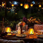 Solar Flame Rope Lantern Mason Jar Garden Decor Outdoor Camping USB Light