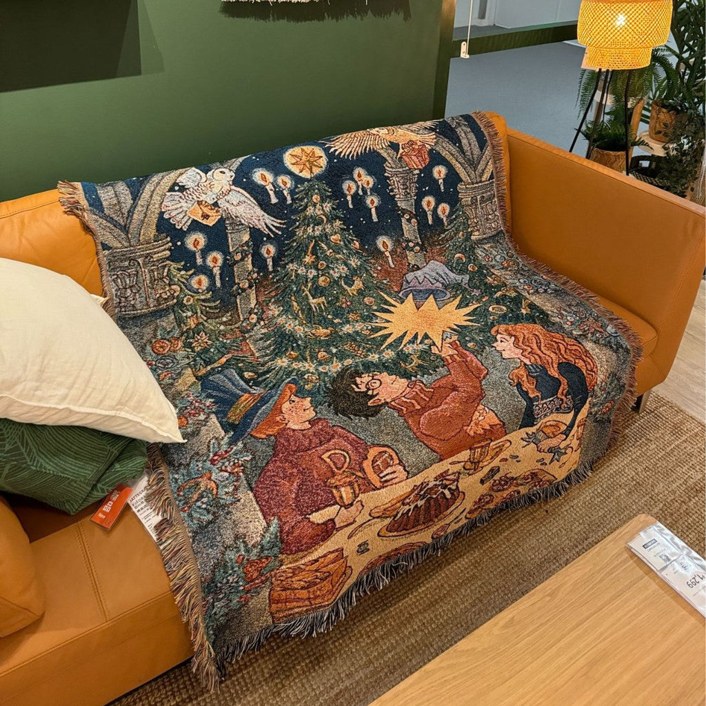 Storybook Christmas Woven Tapestry Throw Blanket