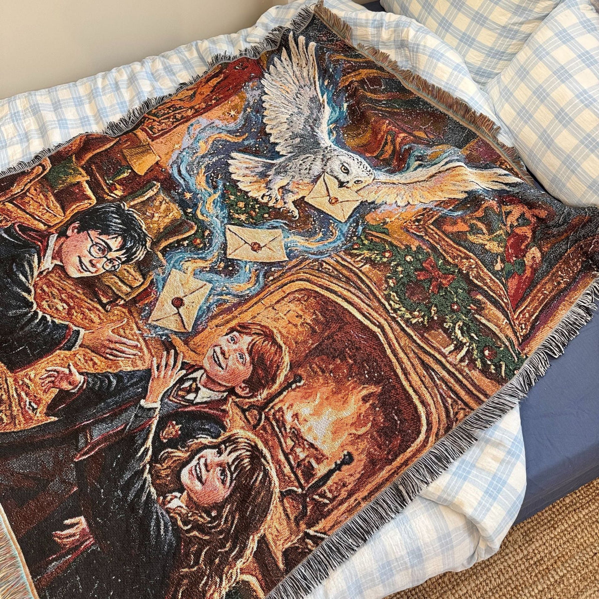 Storybook Christmas Woven Tapestry Throw Blanket