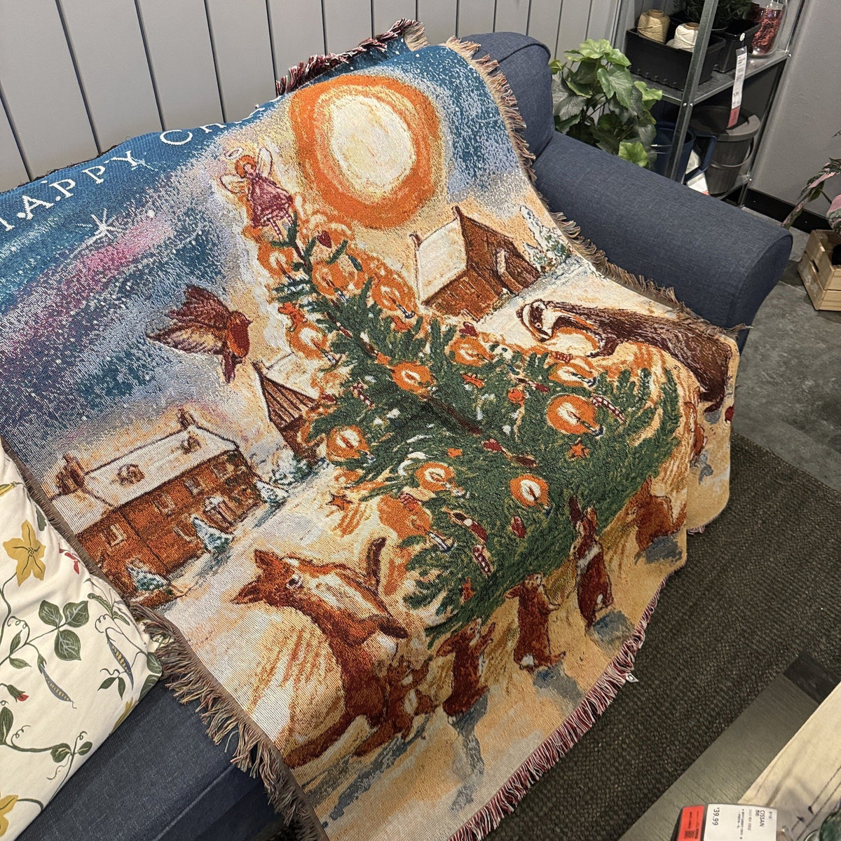 Storybook Christmas Woven Tapestry Throw Blanket