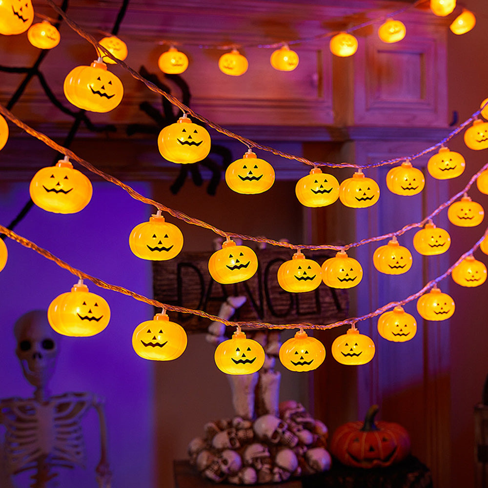 Fall Maple Leaf and Pumpkin Halloween Fairy String Lights